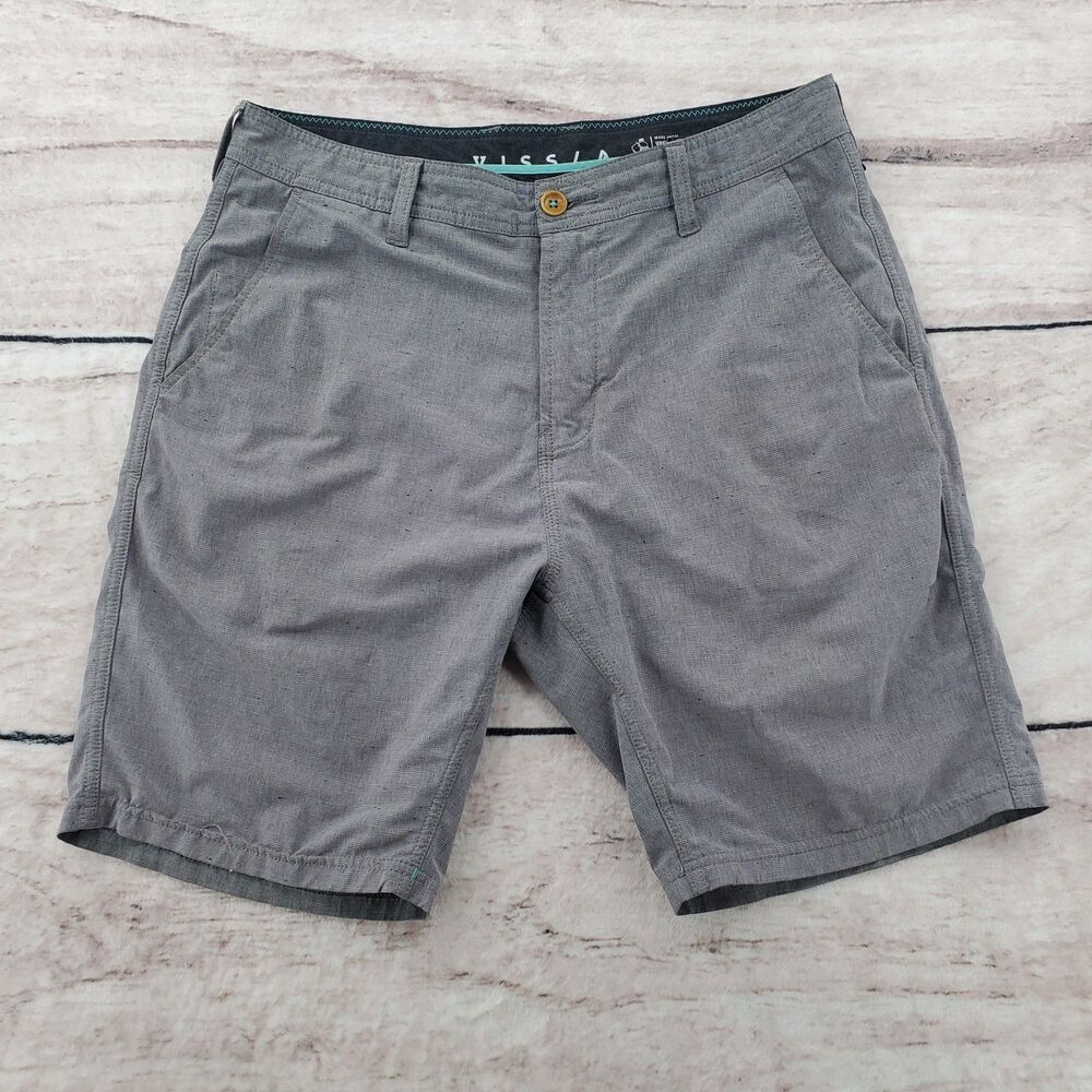 Vissla Shorts Mens 32 Gray Stretch Upcycle Hybrid Stretch Pockets Walk Golf Y2k